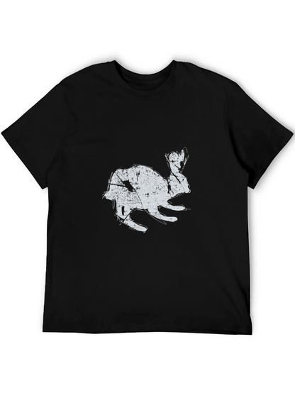 Black T-Shirt with Distressed Rabbit Graphic