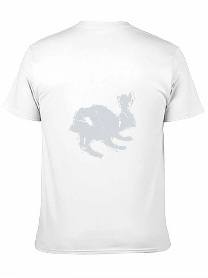 Black T-Shirt with Distressed Rabbit Graphic