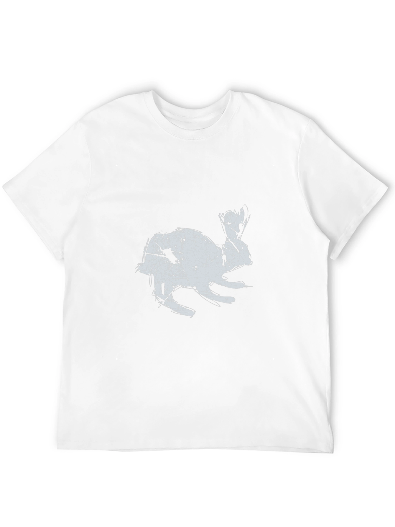 Black T-Shirt with Distressed Rabbit Graphic