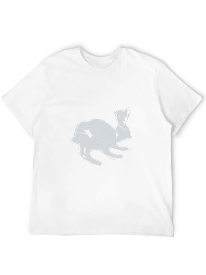 Black T-Shirt with Distressed Rabbit Graphic