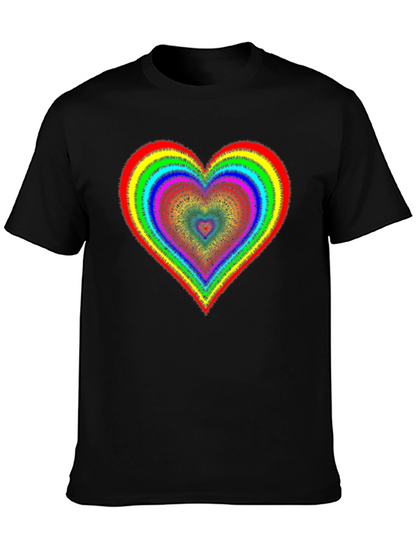 Rainbow Heart Graphic Tee - Black Cotton Blend