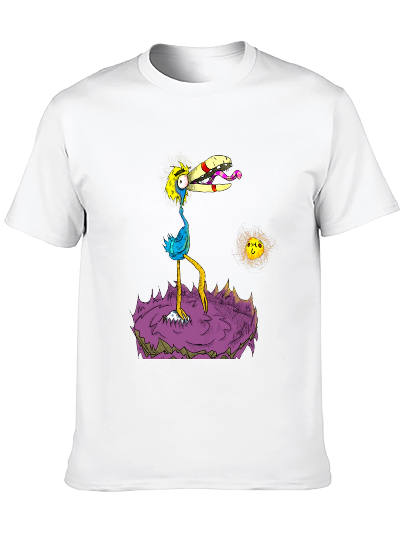 Cartoon Bird Graphic Black T-Shirt