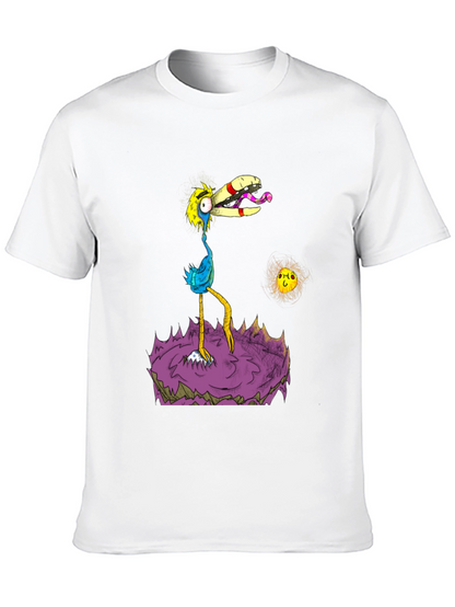 Cartoon Bird Graphic Black T-Shirt