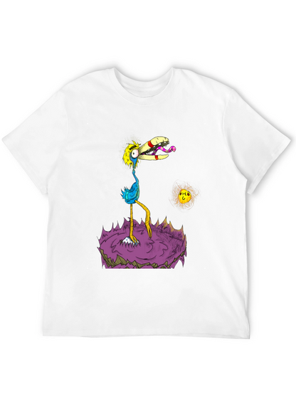 Cartoon Bird Graphic Black T-Shirt