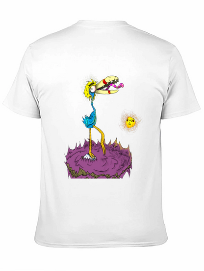 Cartoon Bird Graphic Black T-Shirt