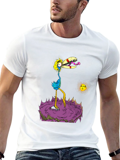 Cartoon Bird Graphic Black T-Shirt