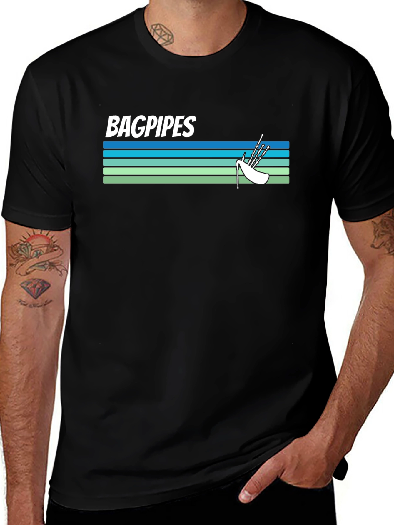 Bagpipes Graphic Tee - Scottish Music Shirt