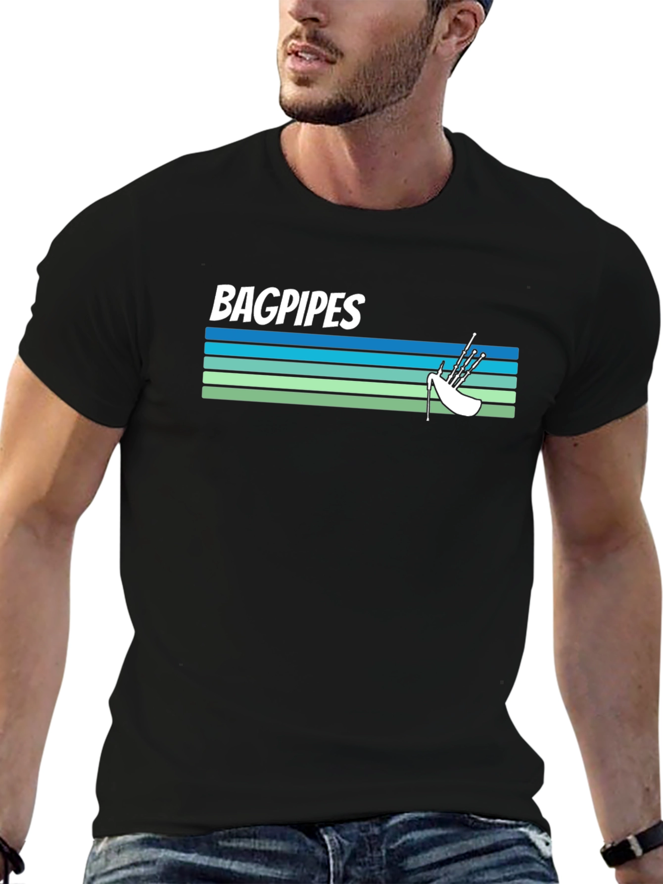 Bagpipes Graphic Tee - Scottish Music Shirt