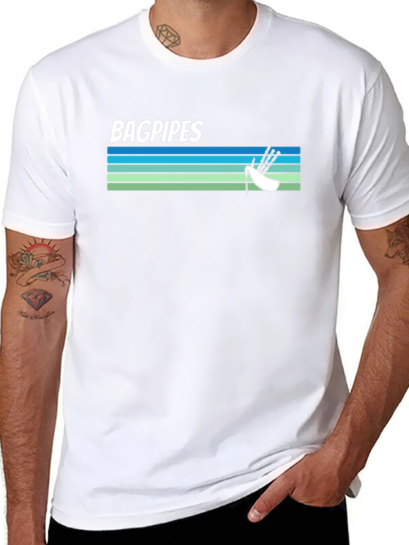 Bagpipes Graphic Tee - Scottish Music Shirt