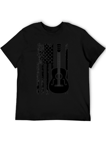 American Flag Guitar T-Shirt - Black
