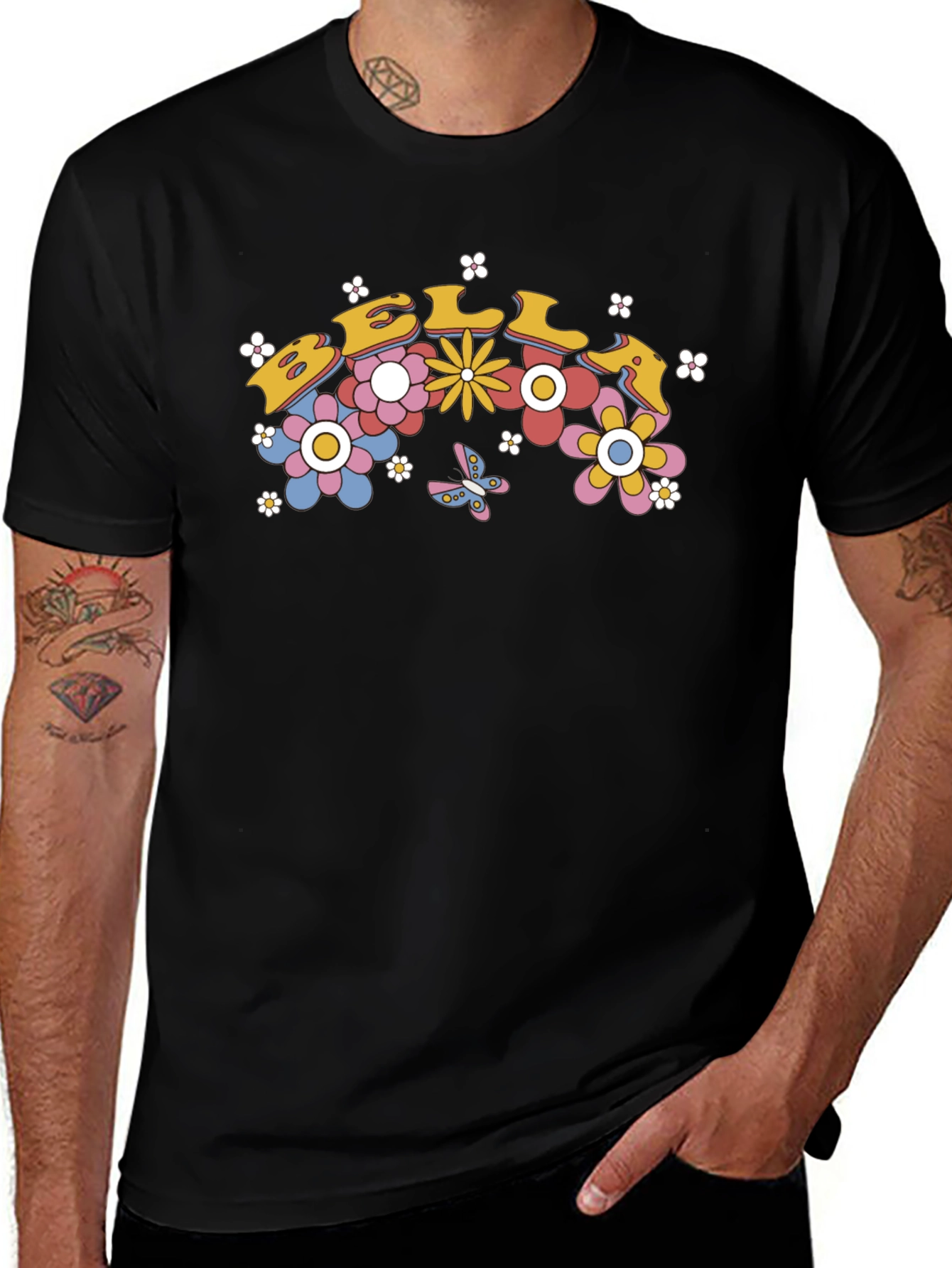Retro Floral Text T-Shirt