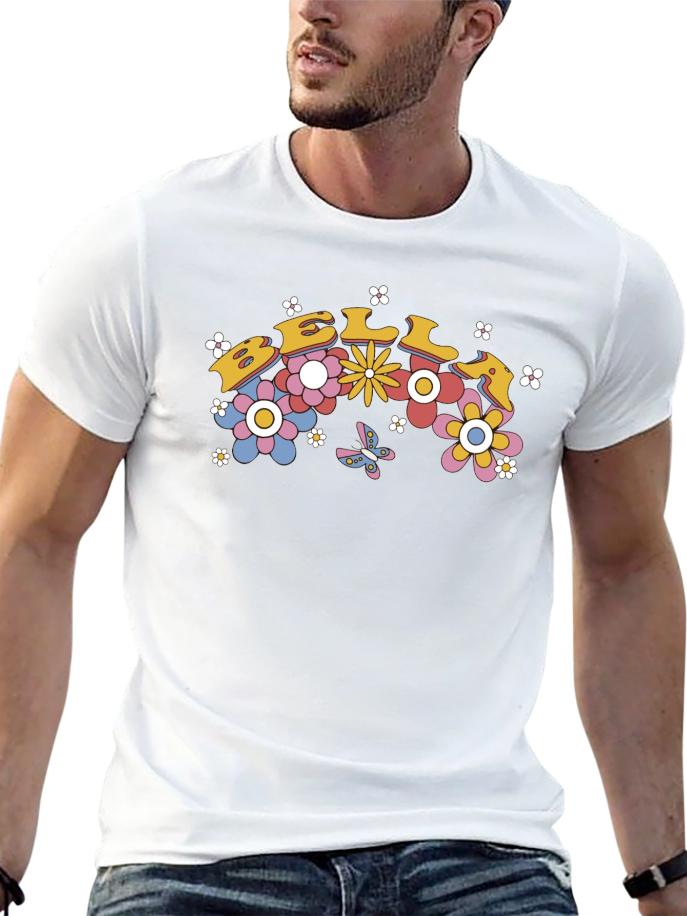 Retro Floral Text T-Shirt