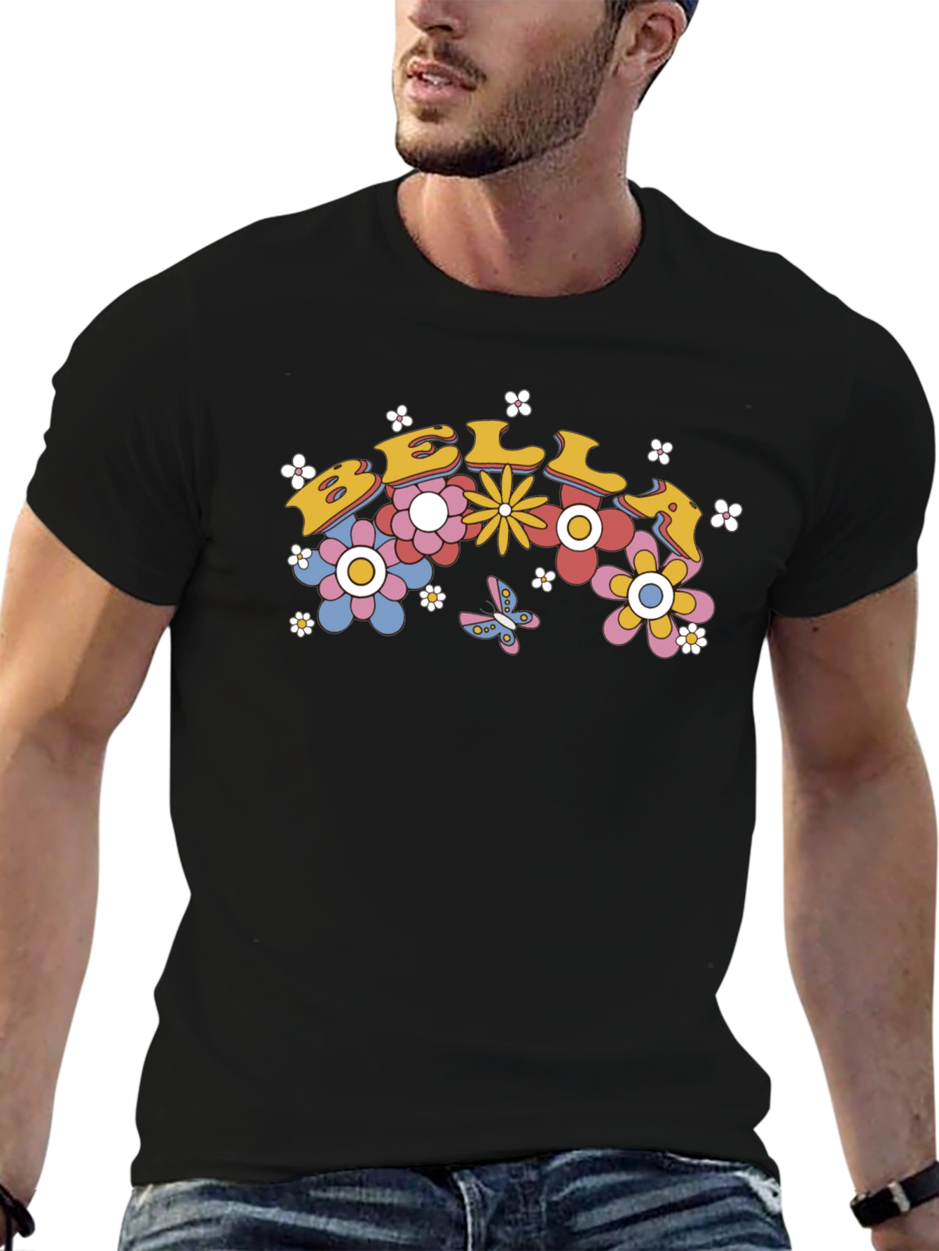 Retro Floral Text T-Shirt