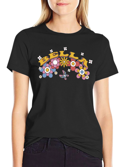 Retro Floral Text T-Shirt