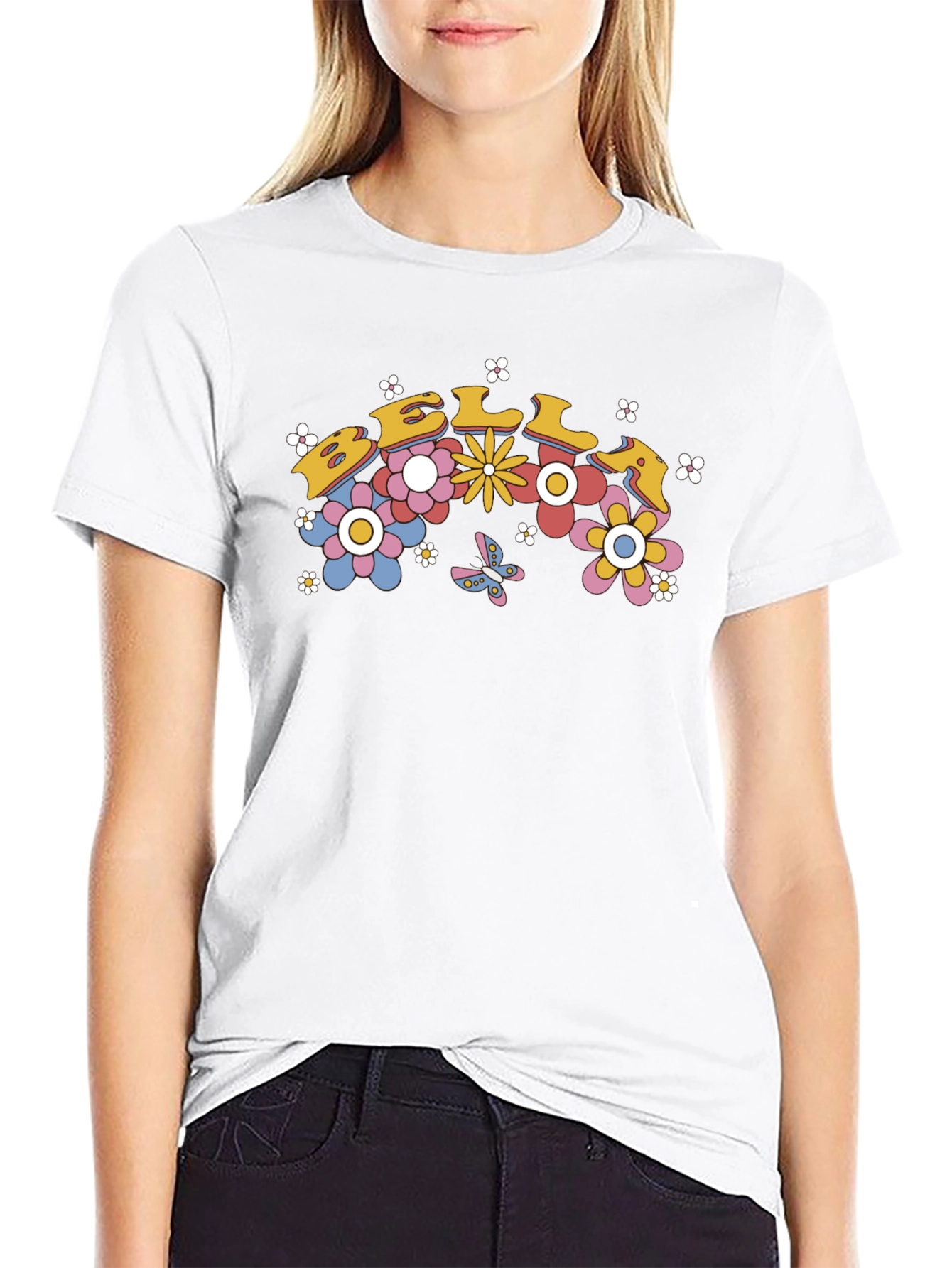 Retro Floral Text T-Shirt