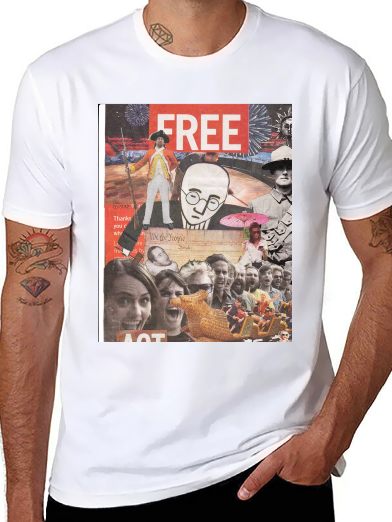 Collage Graphic Tee - Mens Black Cotton T-Shirt