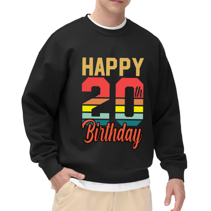 Happy 20th Birthday Crewneck Sweatshirt - Retro Vintage Birthday Gift Pullover