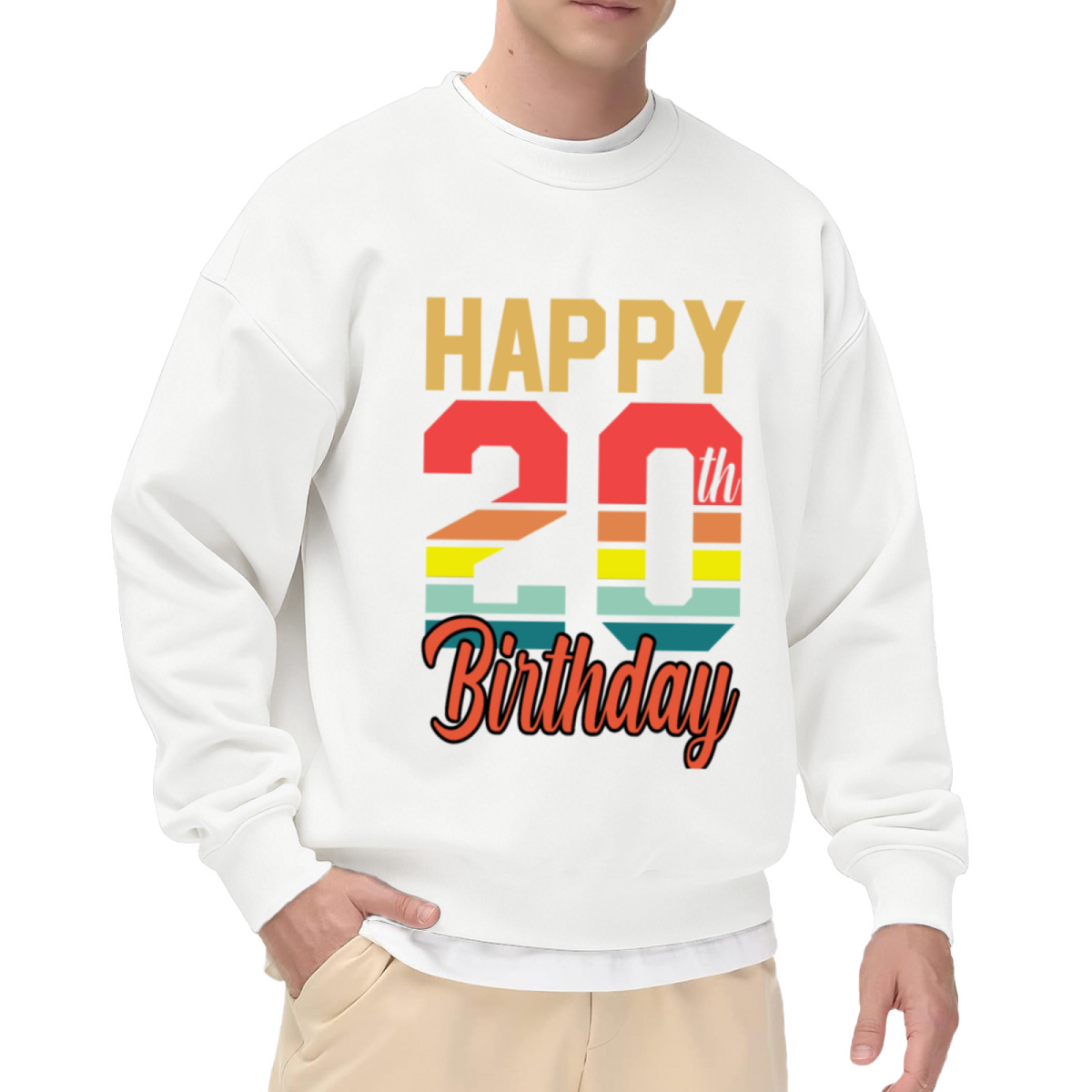 Happy 20th Birthday Crewneck Sweatshirt - Retro Vintage Birthday Gift Pullover