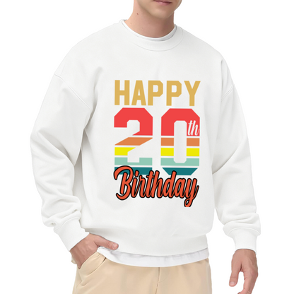 Happy 20th Birthday Crewneck Sweatshirt - Retro Vintage Birthday Gift Pullover