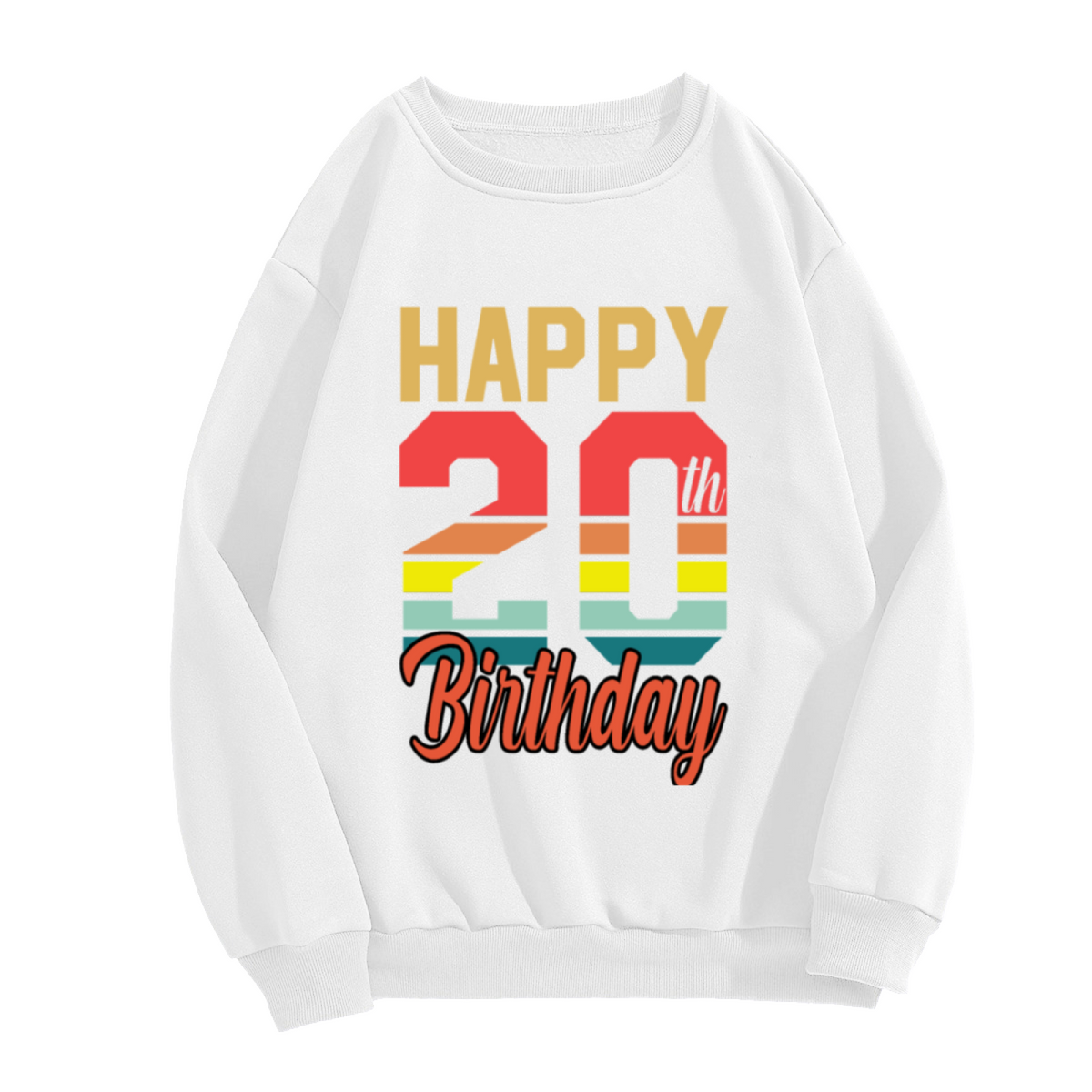 Happy 20th Birthday Crewneck Sweatshirt - Retro Vintage Birthday Gift Pullover