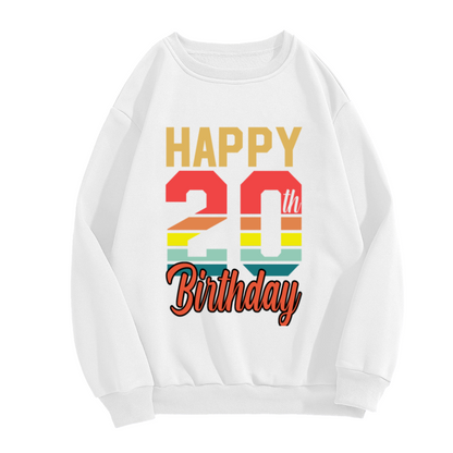 Happy 20th Birthday Crewneck Sweatshirt - Retro Vintage Birthday Gift Pullover