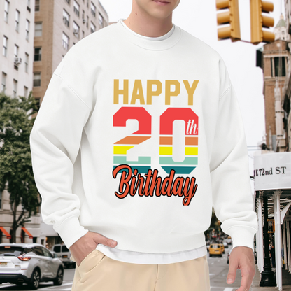 Happy 20th Birthday Crewneck Sweatshirt - Retro Vintage Birthday Gift Pullover