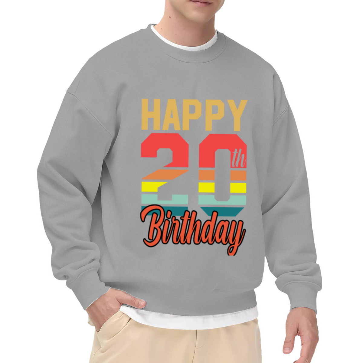 Happy 20th Birthday Crewneck Sweatshirt - Retro Vintage Birthday Gift Pullover