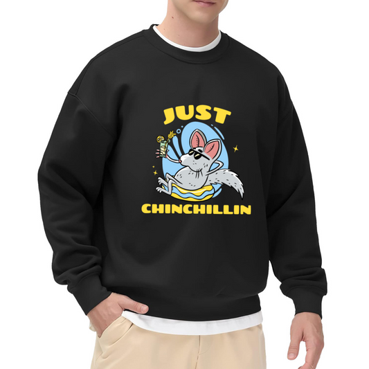 Just Chinchillin Crewneck Sweatshirt - Funny Chinchilla Sunglasses Cartoon Pullover