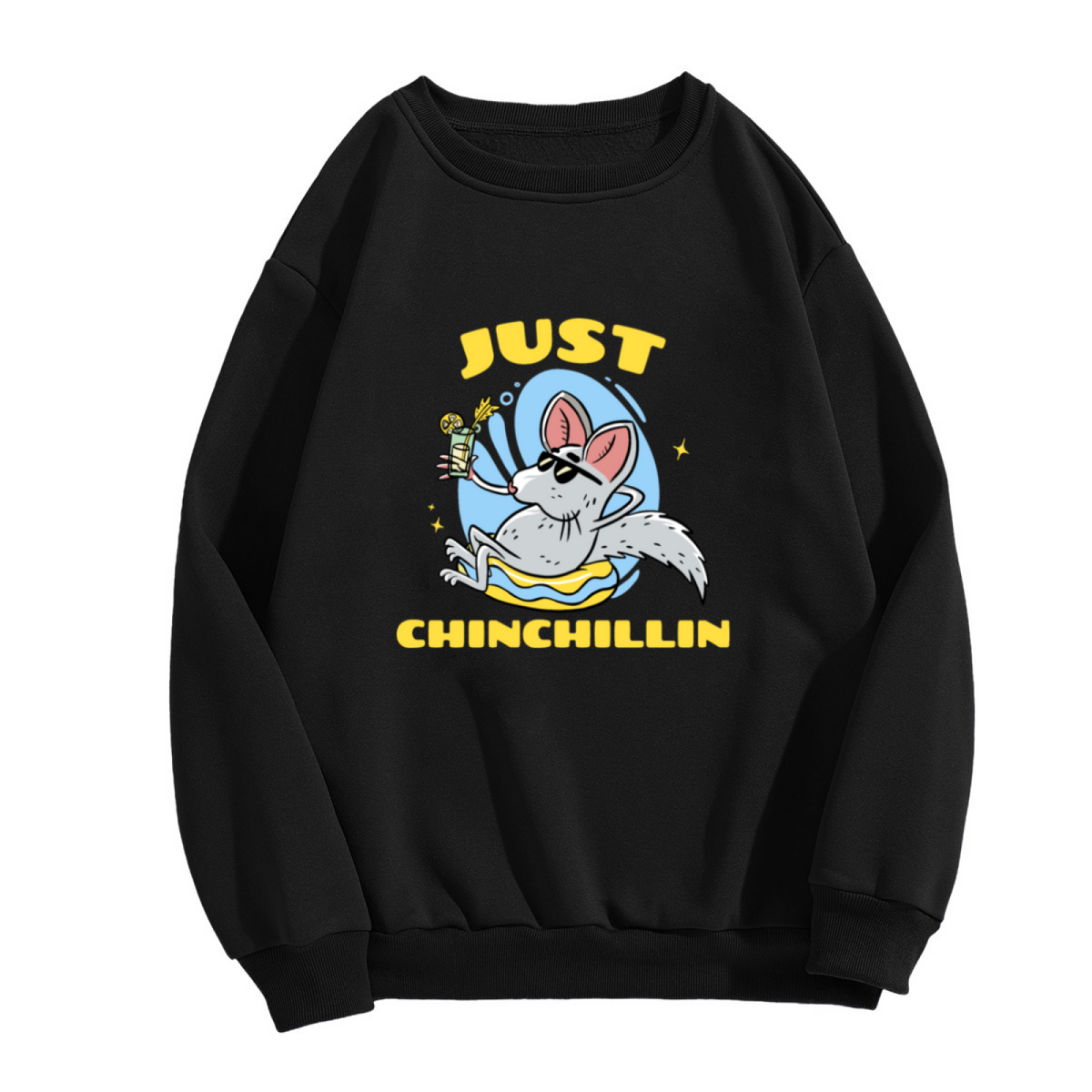 Just Chinchillin Crewneck Sweatshirt - Funny Chinchilla Sunglasses Cartoon Pullover