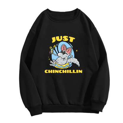 Just Chinchillin Crewneck Sweatshirt - Funny Chinchilla Sunglasses Cartoon Pullover