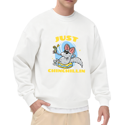 Just Chinchillin Crewneck Sweatshirt - Funny Chinchilla Sunglasses Cartoon Pullover