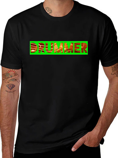 Drummer Graphic Tee - Bold Black Cotton