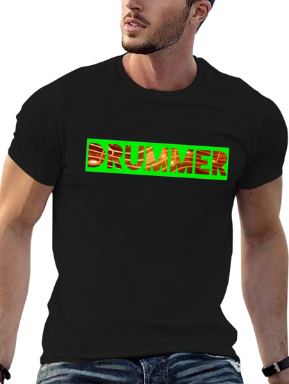 Drummer Graphic Tee - Bold Black Cotton