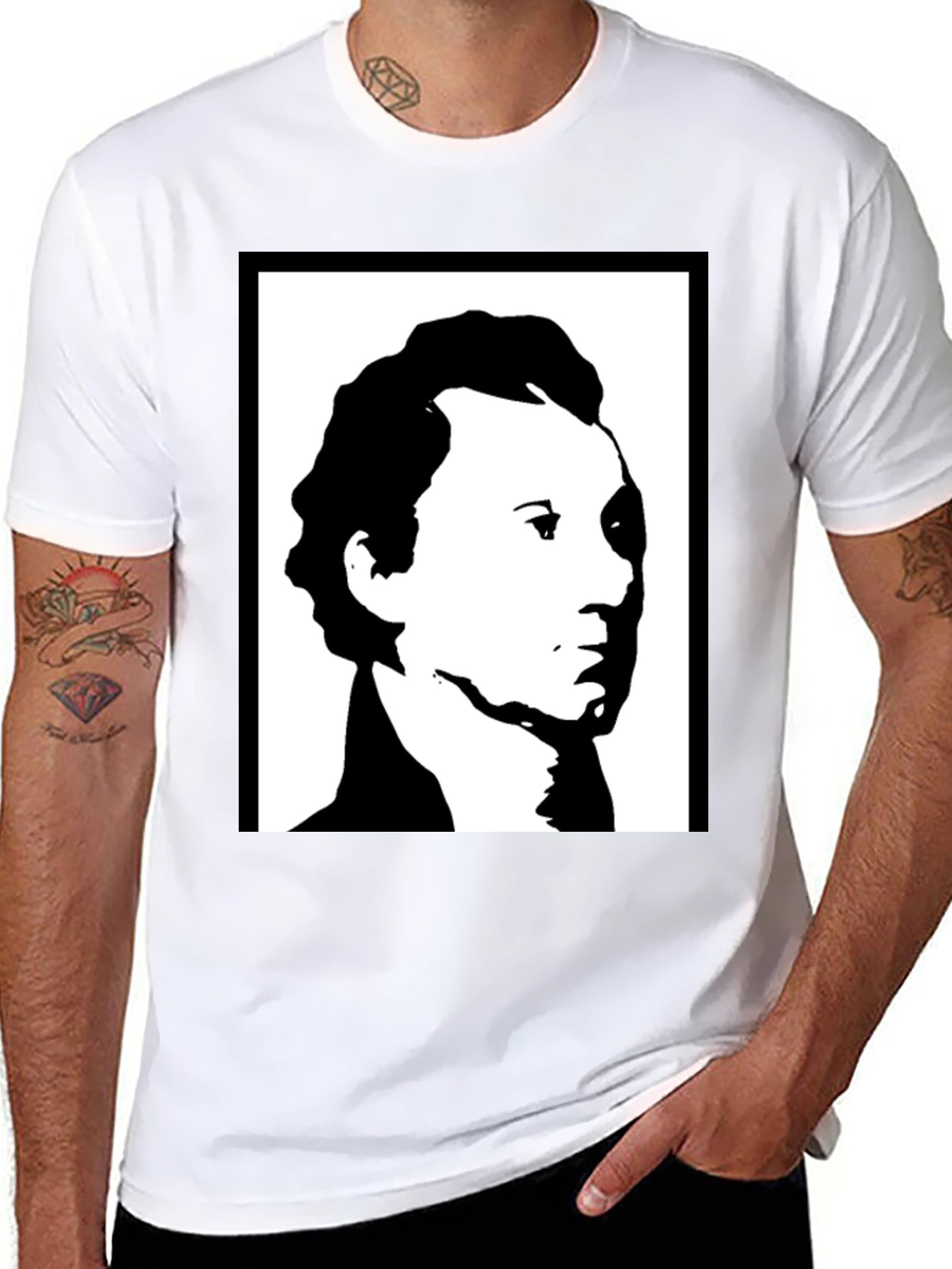 Monochrome Portrait Graphic T-Shirt