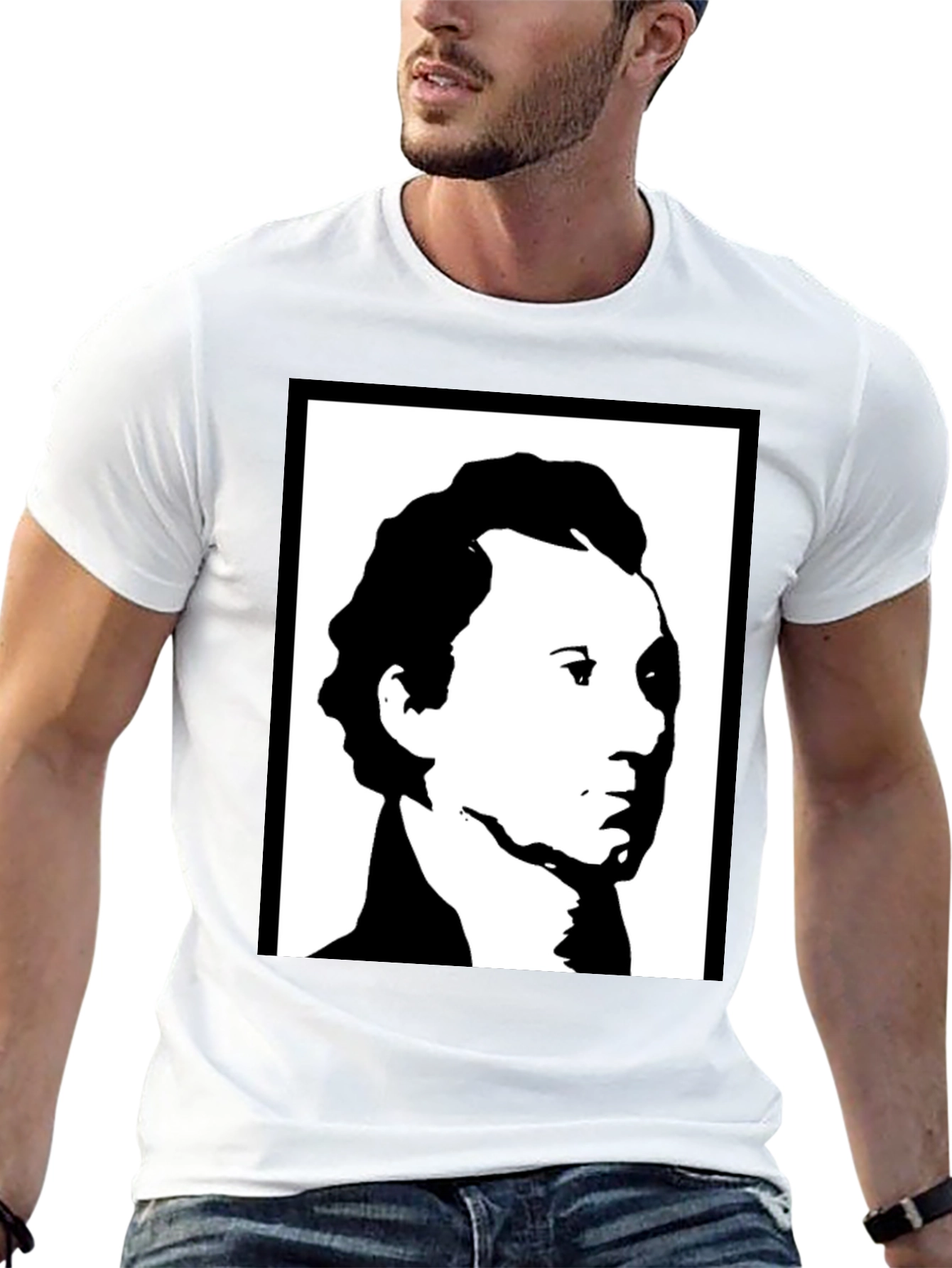 Monochrome Portrait Graphic T-Shirt