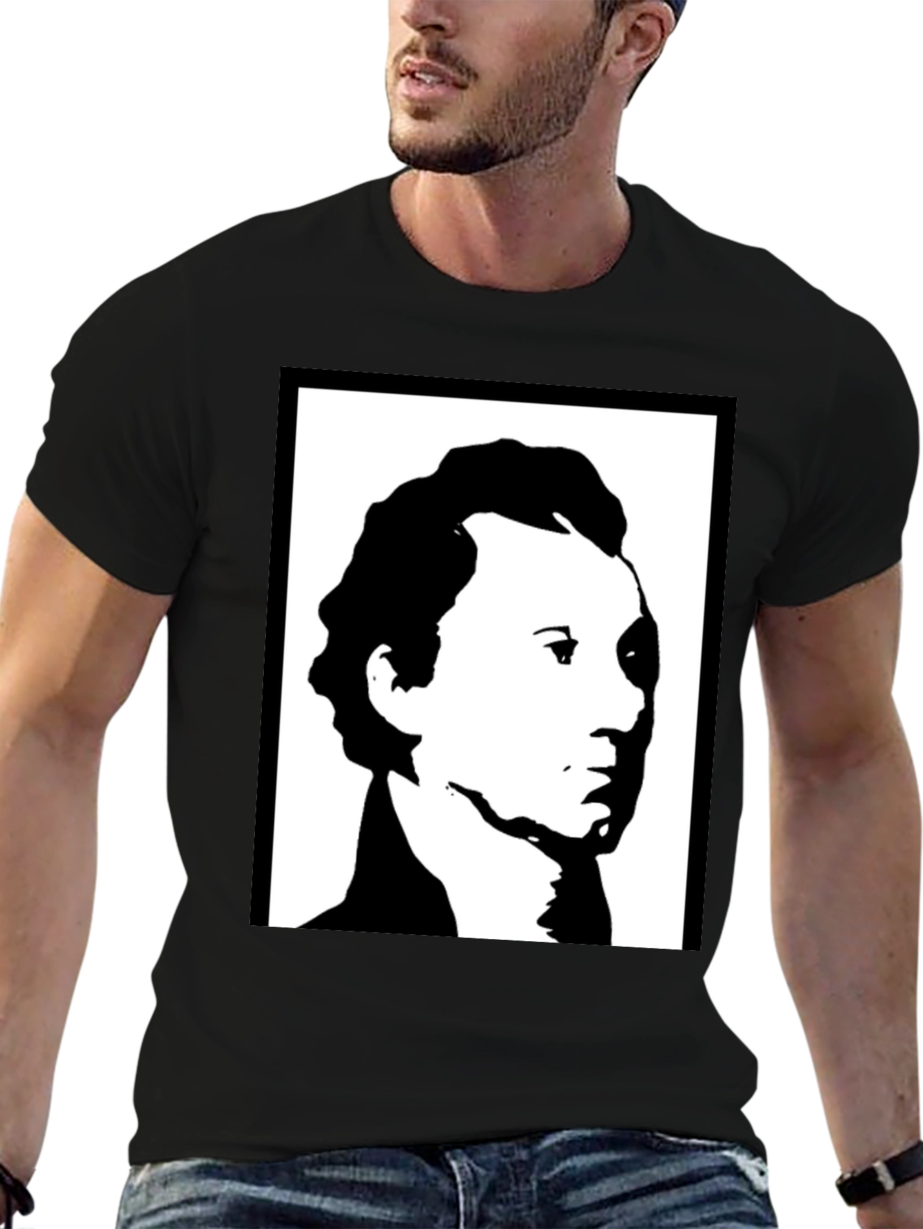 Monochrome Portrait Graphic T-Shirt