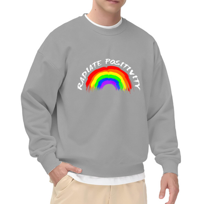 Radiate Positivity Rainbow Crewneck Sweatshirt - Colorful Motivational Inspirational Pullover