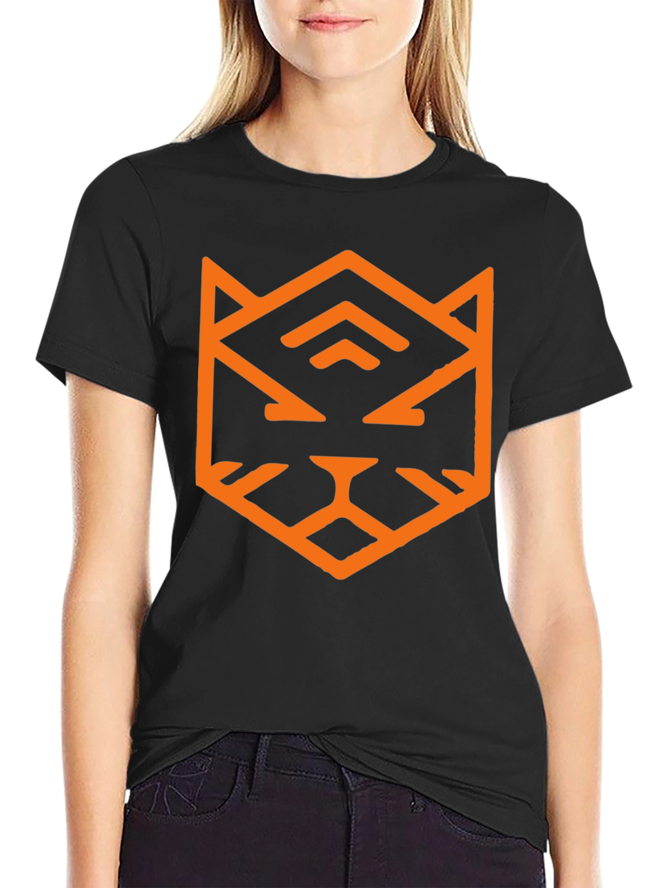 Geometric Tiger Graphic Tee - Black