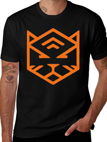 Geometric Tiger Graphic Tee - Black