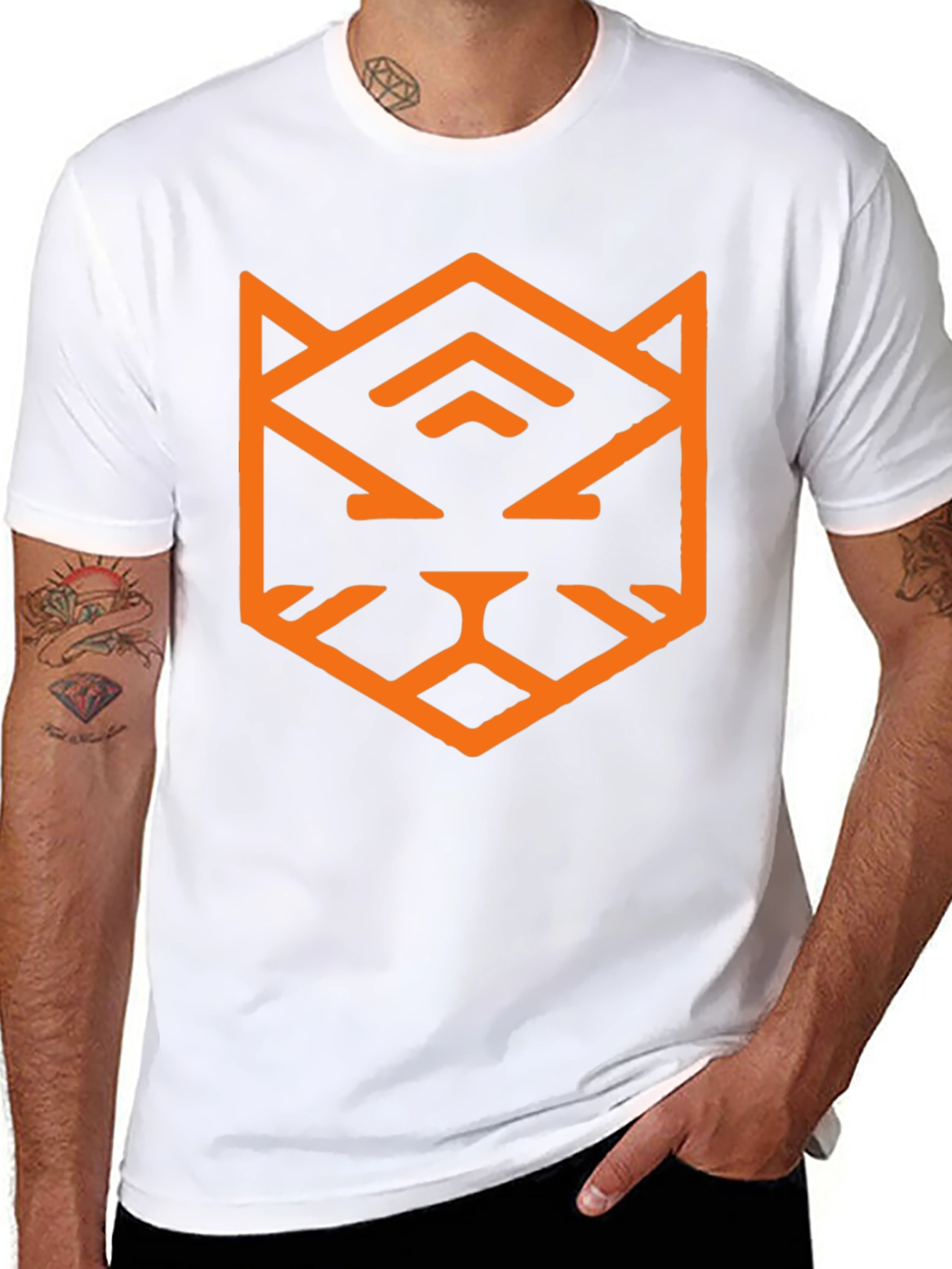 Geometric Tiger Graphic Tee - Black