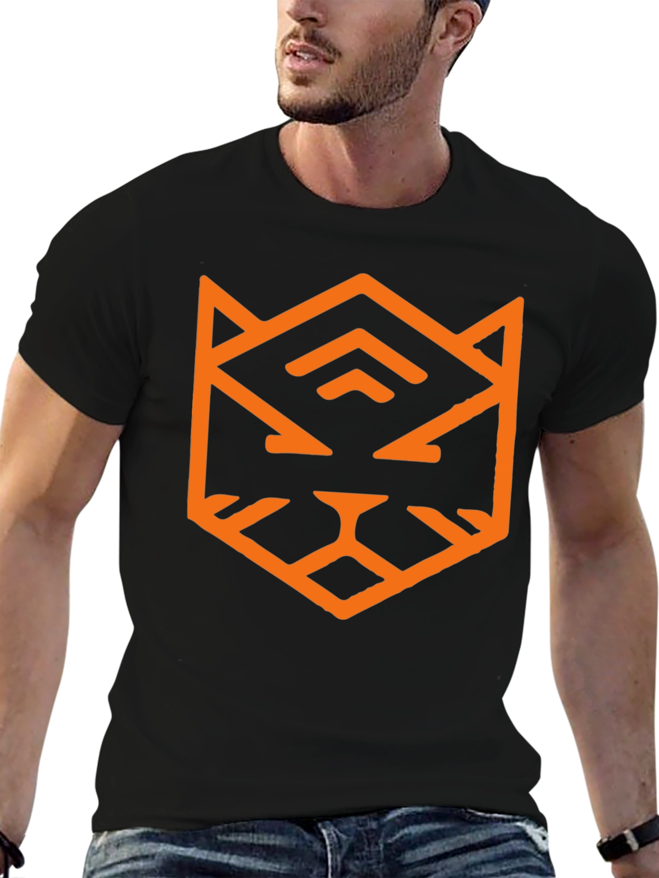 Geometric Tiger Graphic Tee - Black