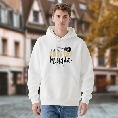 But First Country Music Distressed White Hoodie