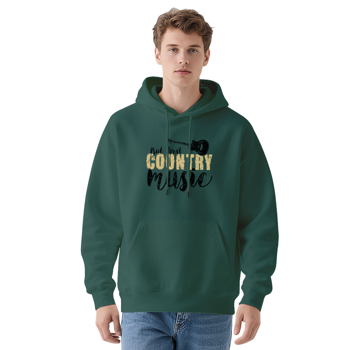 But First Country Music Distressed White Hoodie