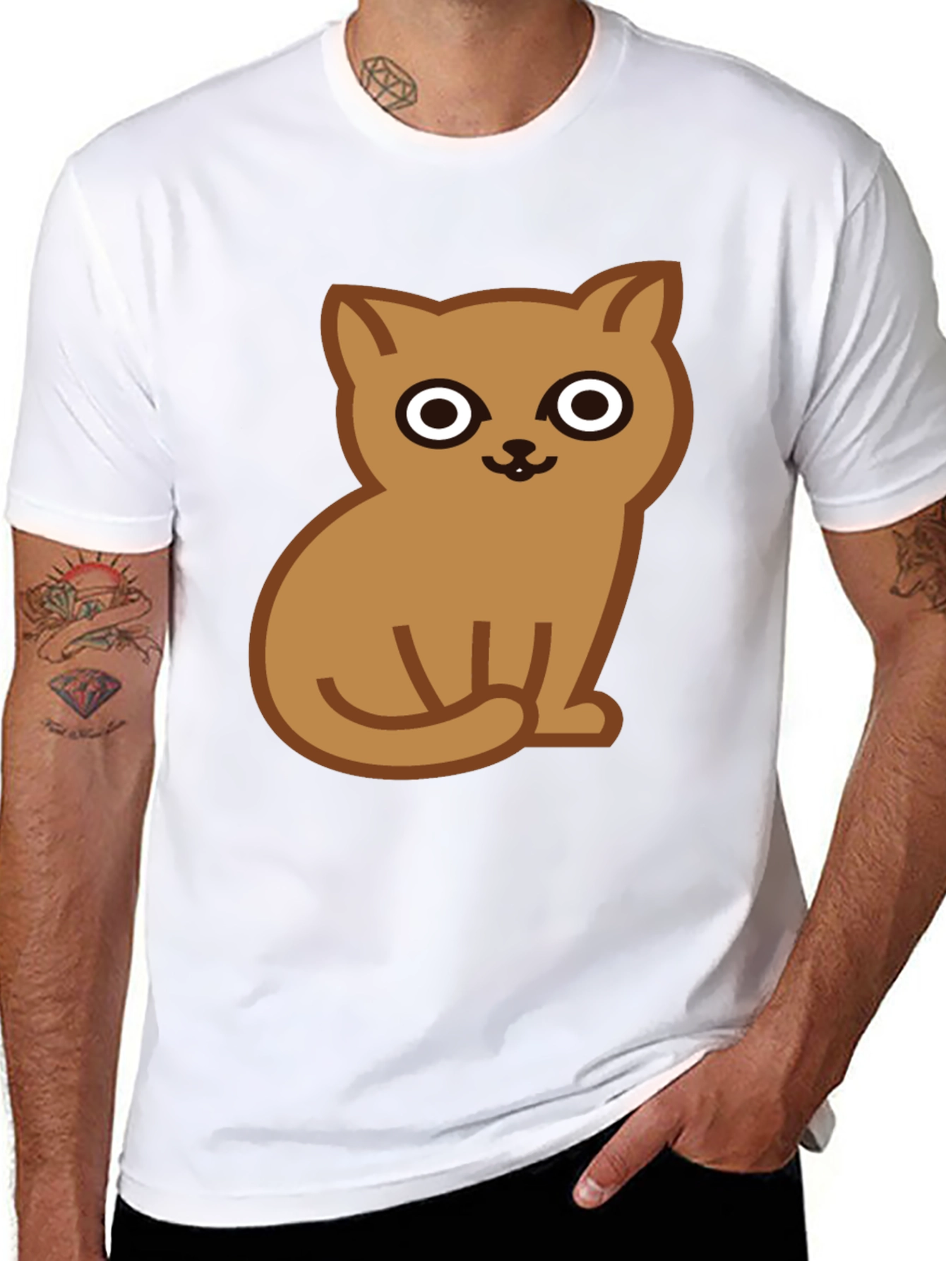 Cute Cat Graphic Tee - Soft Cotton Black T-Shirt