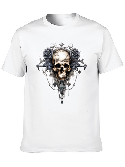 Skull & Roses Graphic Tee - Gothic Style