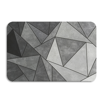 Grey Black Geometric Triangle Mosaic Diatomite Bath Mat