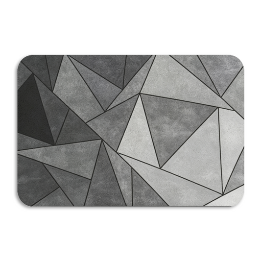 Grey Black Geometric Triangle Mosaic Diatomite Bath Mat