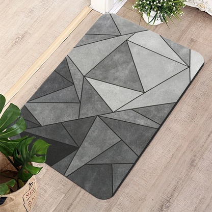 Grey Black Geometric Triangle Mosaic Diatomite Bath Mat