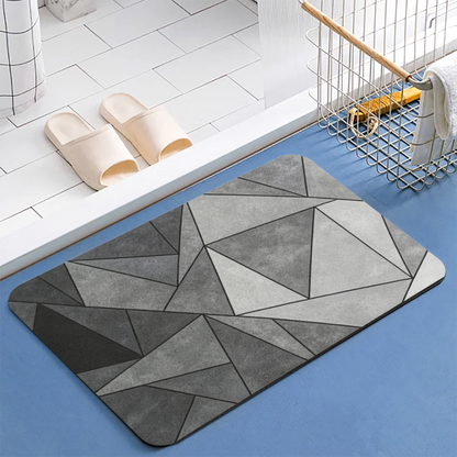 Grey Black Geometric Triangle Mosaic Diatomite Bath Mat