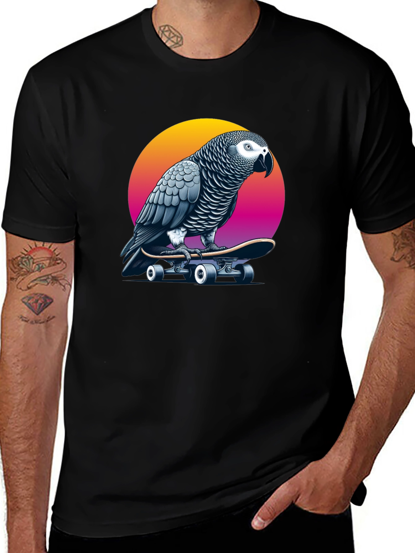 Parrot Skateboard T-Shirt - Unique Graphic Tee